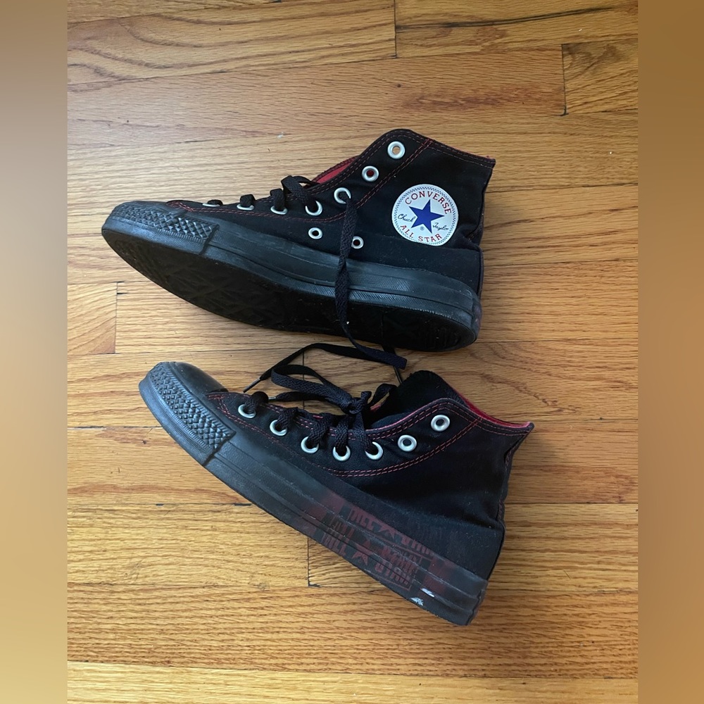 Black and Red high top converse